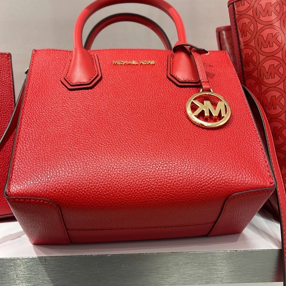 Michael Kors Mercer Medium Leather Messenger Flame